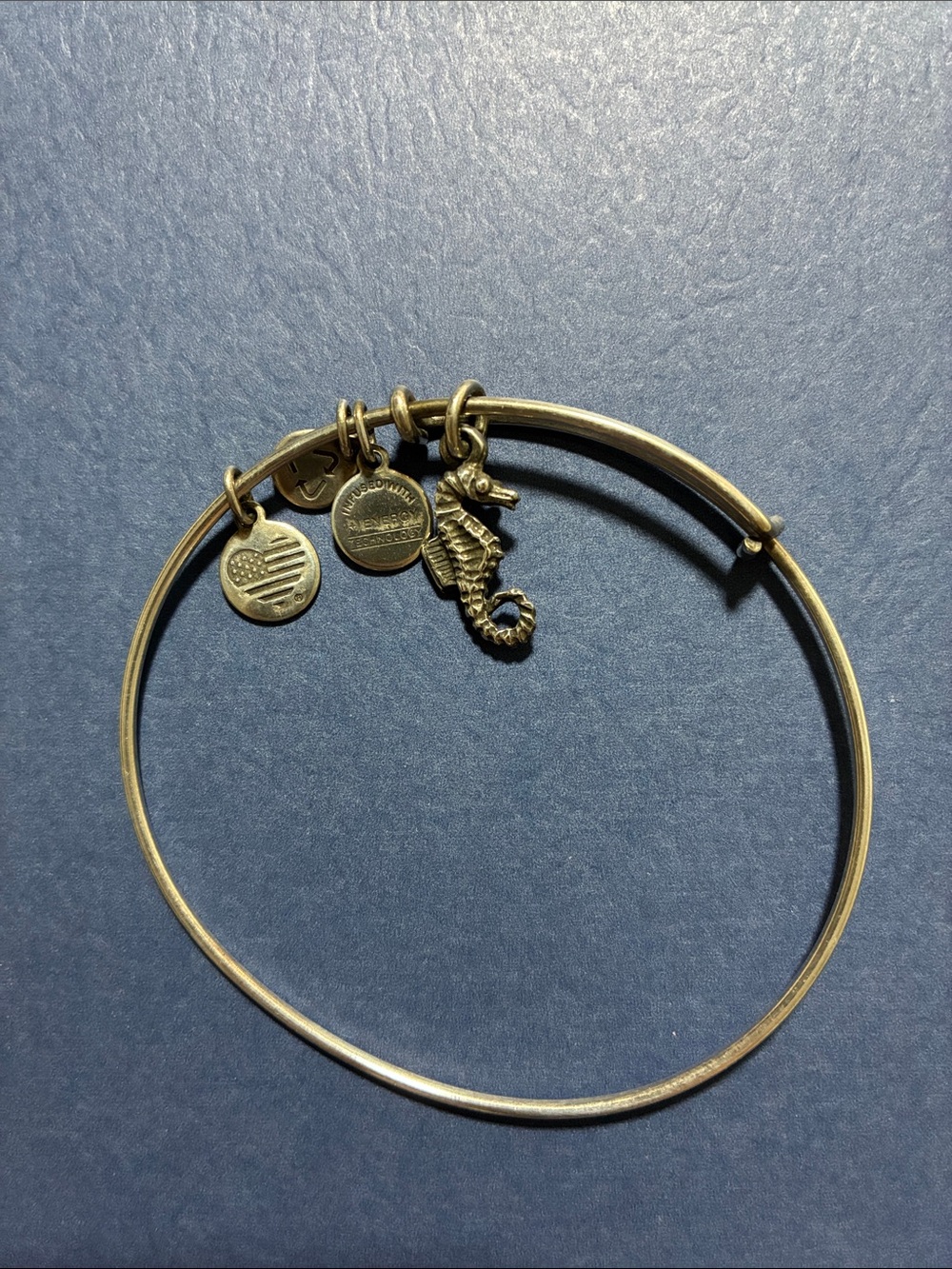 Alex and Ani Silver Seahorse Charm Bangle Bracelet